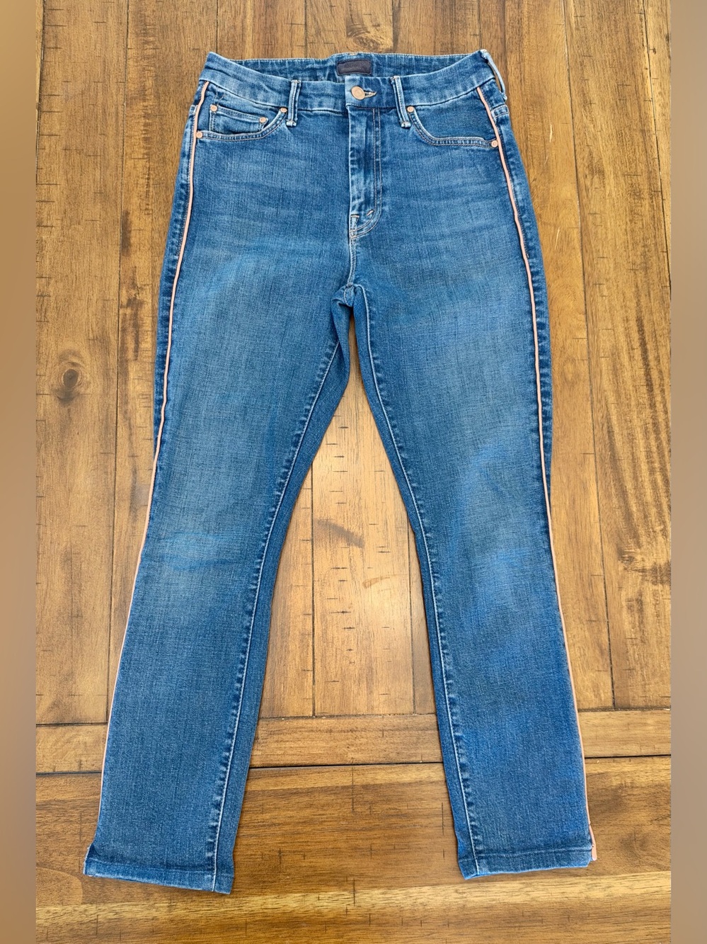 MOTHER The Looker High-Waisted Side Stripe Skinny Jeans